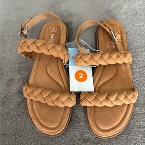 Cat & Jack Tan Braided Sandals with Adjustable Ankle Strap